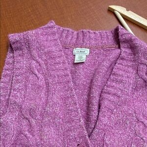 L.L. Bean Women's Cable Knit Cardigan vest  in Pink